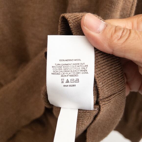 Express Merino Wool Zip Mock Neck Brown Pullover Sweater Size Medium - Picture 5 of 6